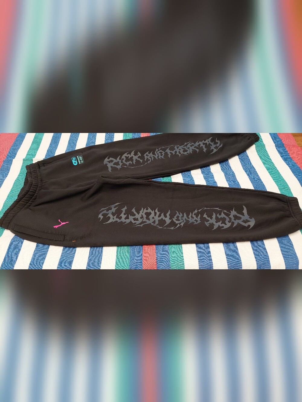 Black Leggings with Gray Tribal Flame Graphic. Puma , Rick And Morty (Adult Swim - Picture 2 of 9
